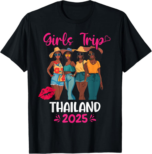 Black Girls Trip Thailand 2025 Vacation Matching T-Shirt - T-Shirt | Black