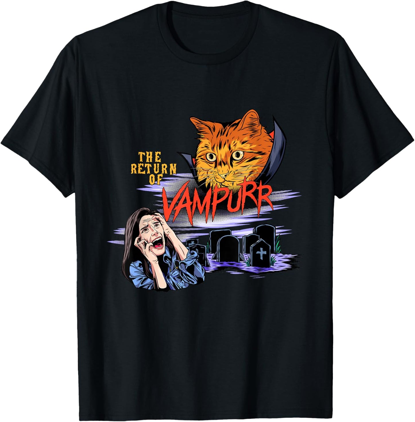 Return Of The Vampurr Cute Cat Cat Lover Cat Owner Halloween Women Kids T-Shirt - T-Shirt | Black