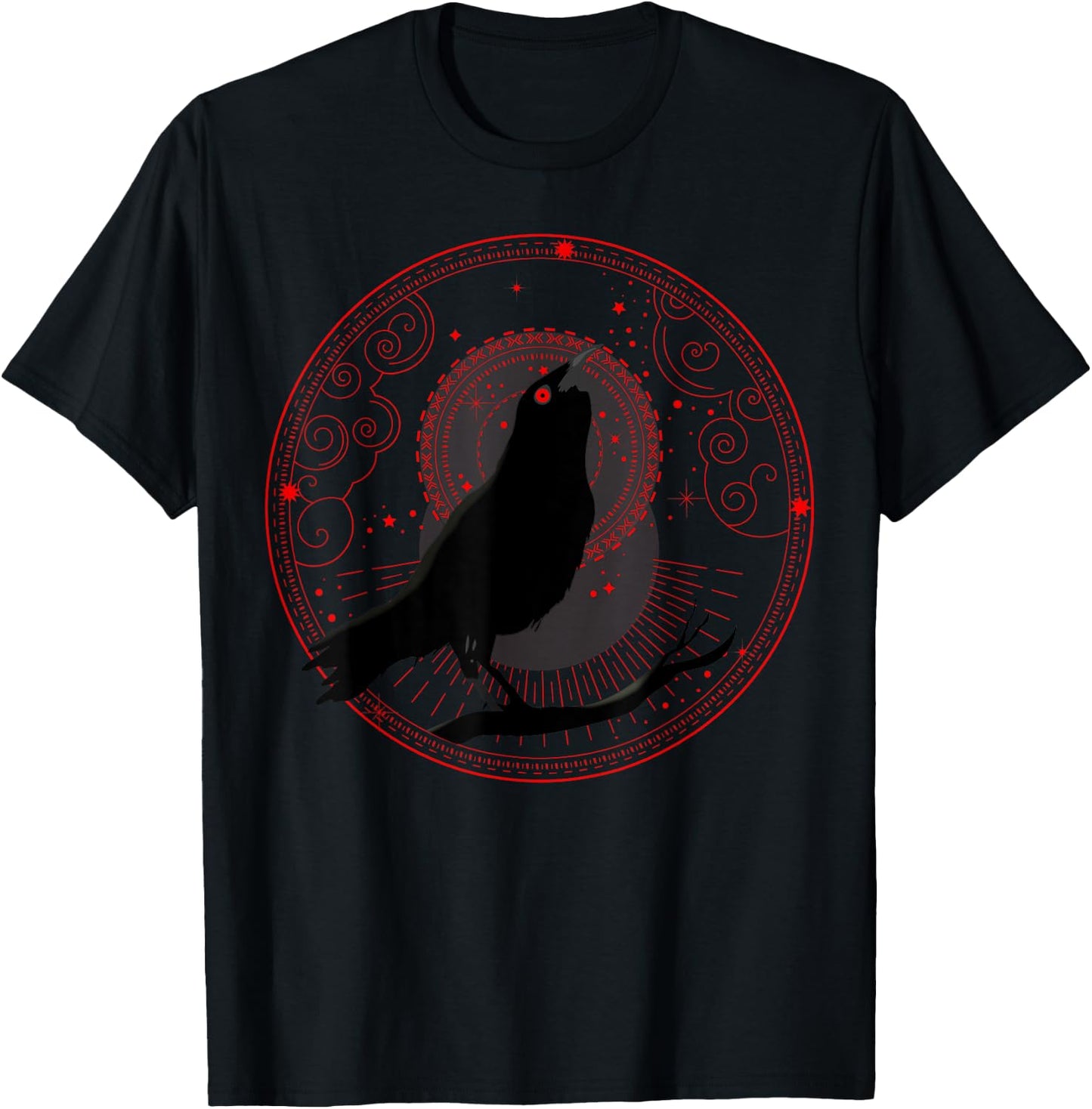 Beautiful Black Crow Raven Bird Watch. Birds Silhouette T-Shirt - T-Shirt | Black