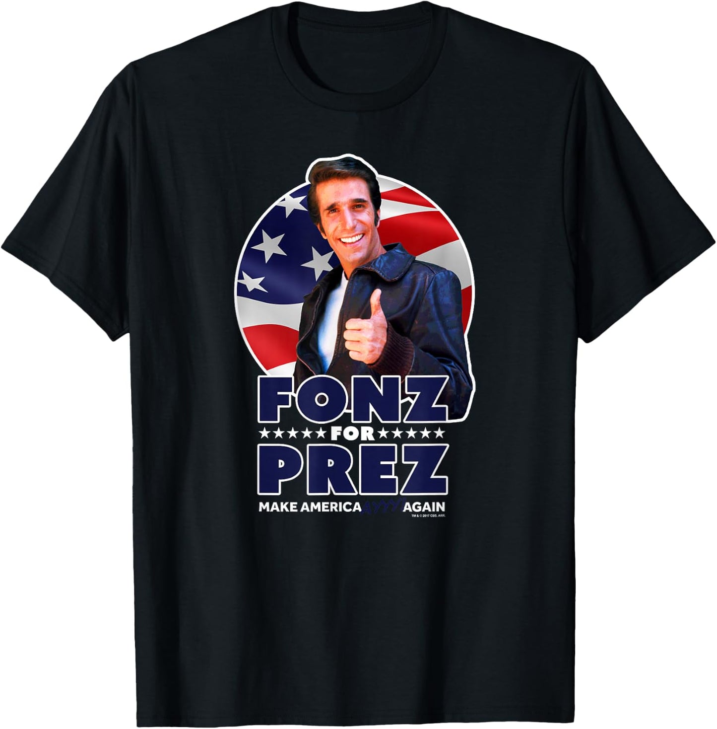 Happy Days Fonz For Prez T-Shirt - T-Shirt | Black