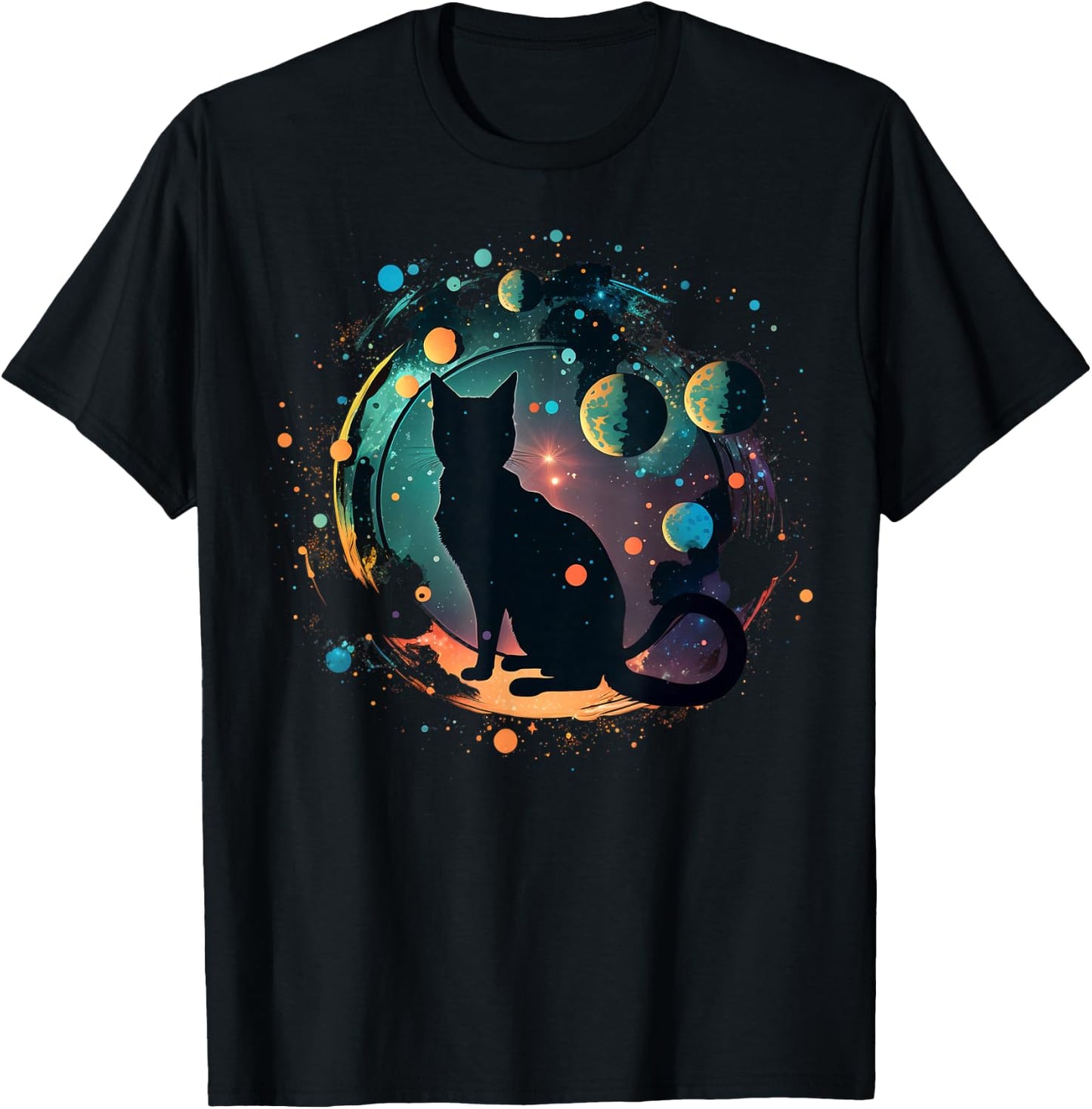 Astronaut Cat or Funny Space Cat on Galaxy Cat Women Kids T-Shirt - T-Shirt | Black