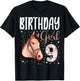 horse Animal Lovers 9th Birthday Girl B-day 9 year old T-Shirt - T-Shirt | Black