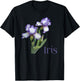 Iris Purple and White Iris Botanical Flower T-Shirt - T-Shirt | Black