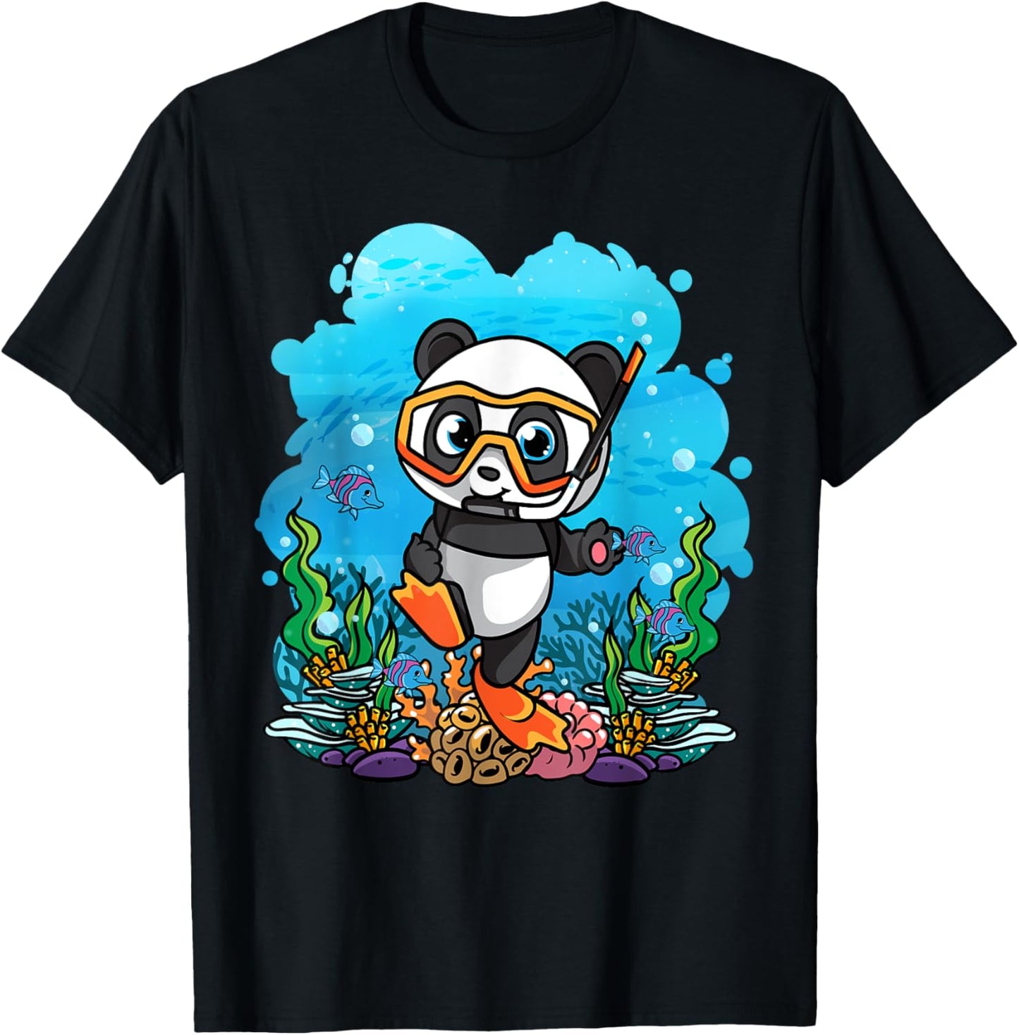 SCUBA Diver cute Panda Design T-Shirt - T-Shirt | Black