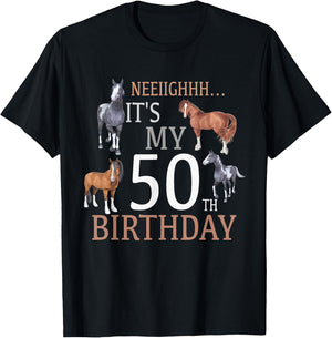 Its My 50th Birthday Shirt Horse Lover 50 Year Old Birthday T-Shirt - T-Shirt | Black