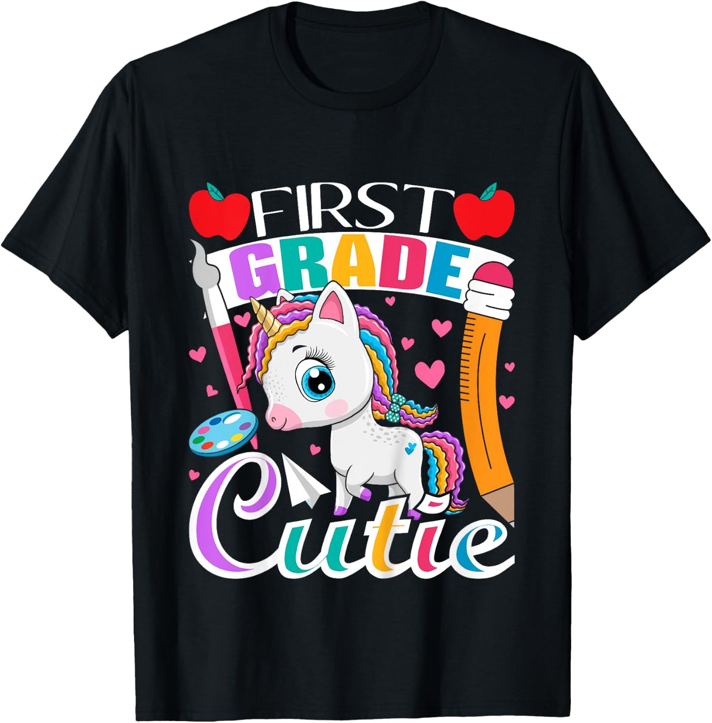 First Grade Cutie - First Day Of School Student Unicorn T-Shirt - T-Shirt | Black