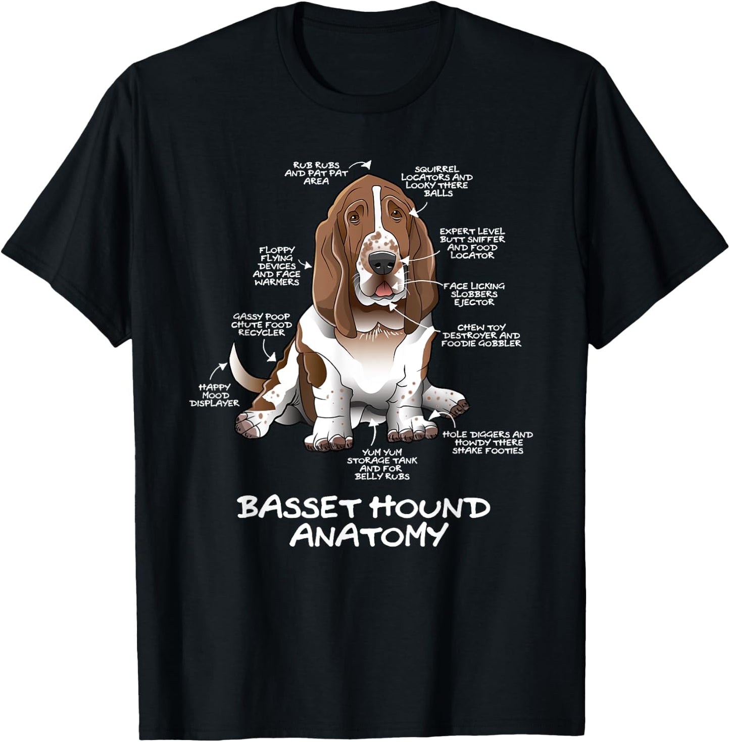 Funny Cute Basset Hound Anatomy Dog Biology Women T-Shirt - T-Shirt | Black