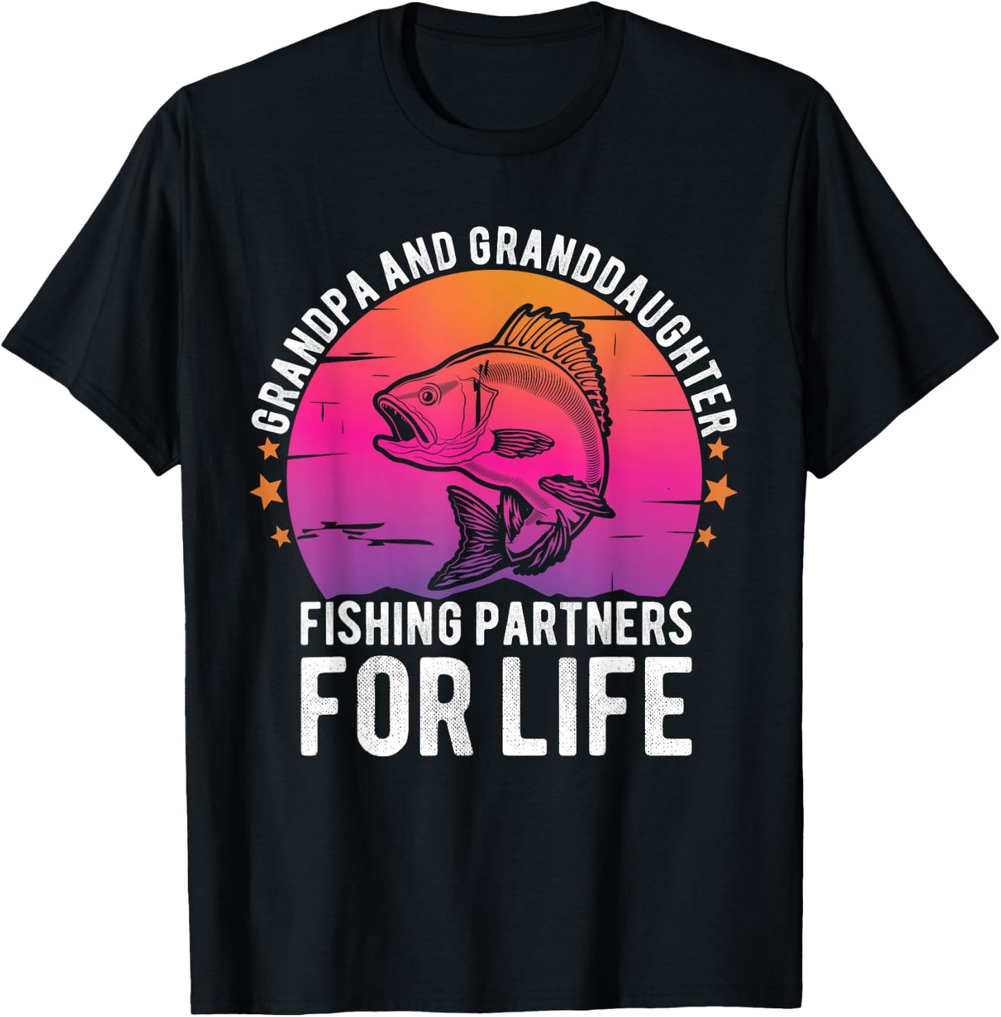 Grandpa and Granddaughter Fishing Partners For Life Fishing T-Shirt - T-Shirt | Black