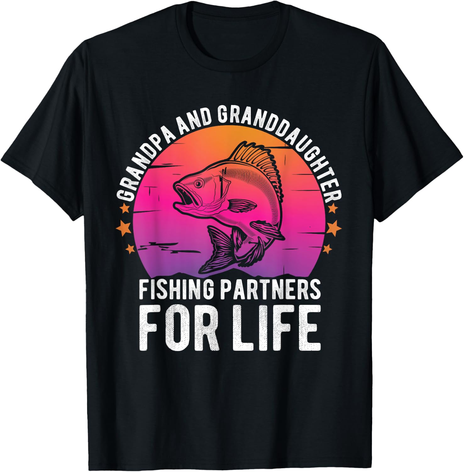 Grandpa and Granddaughter Fishing Partners For Life Fishing T-Shirt - T-Shirt | Black
