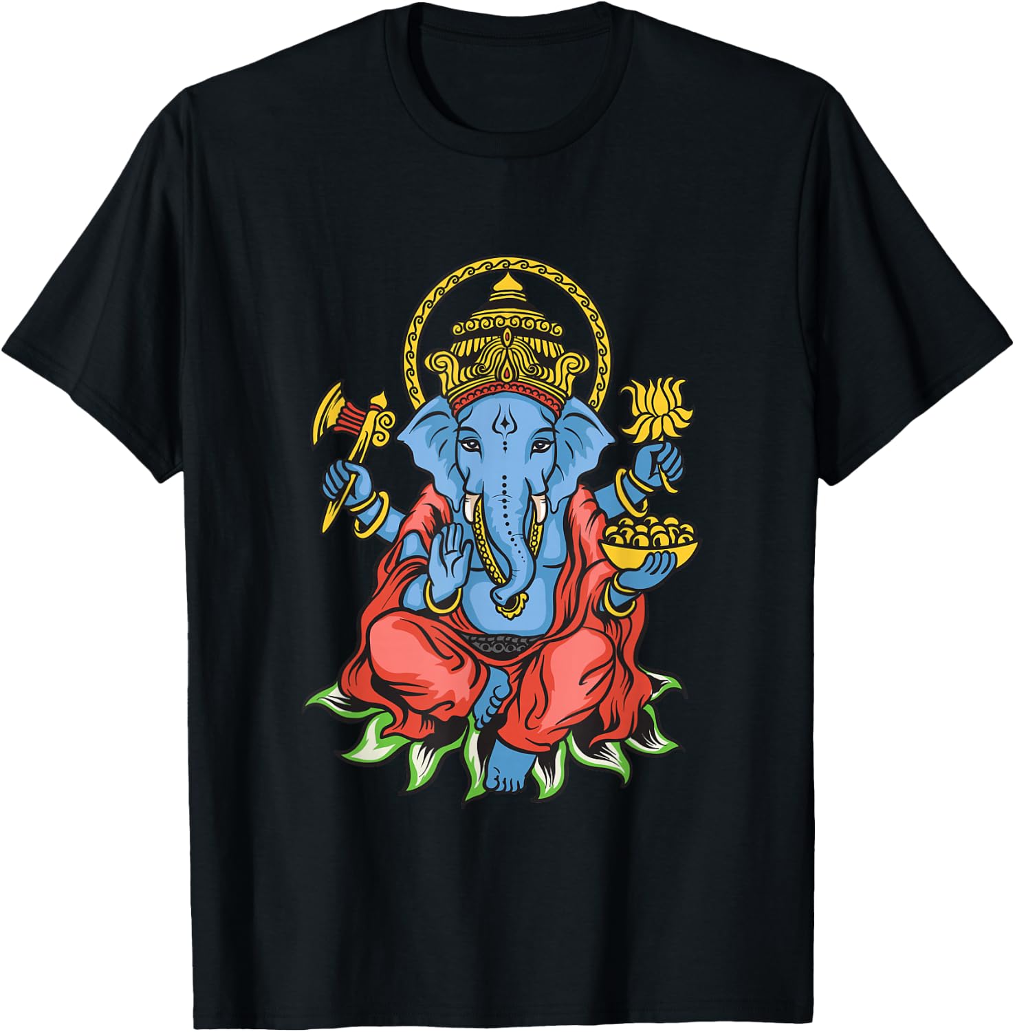 Spiritual Hindu God Ganesha Meditation Yoga T-Shirt - T-Shirt | Black