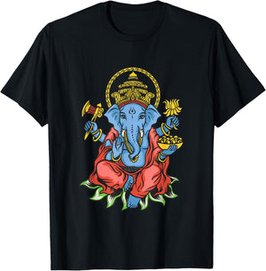 Spiritual Hindu God Ganesha Meditation Yoga T-Shirt - T-Shirt | Black
