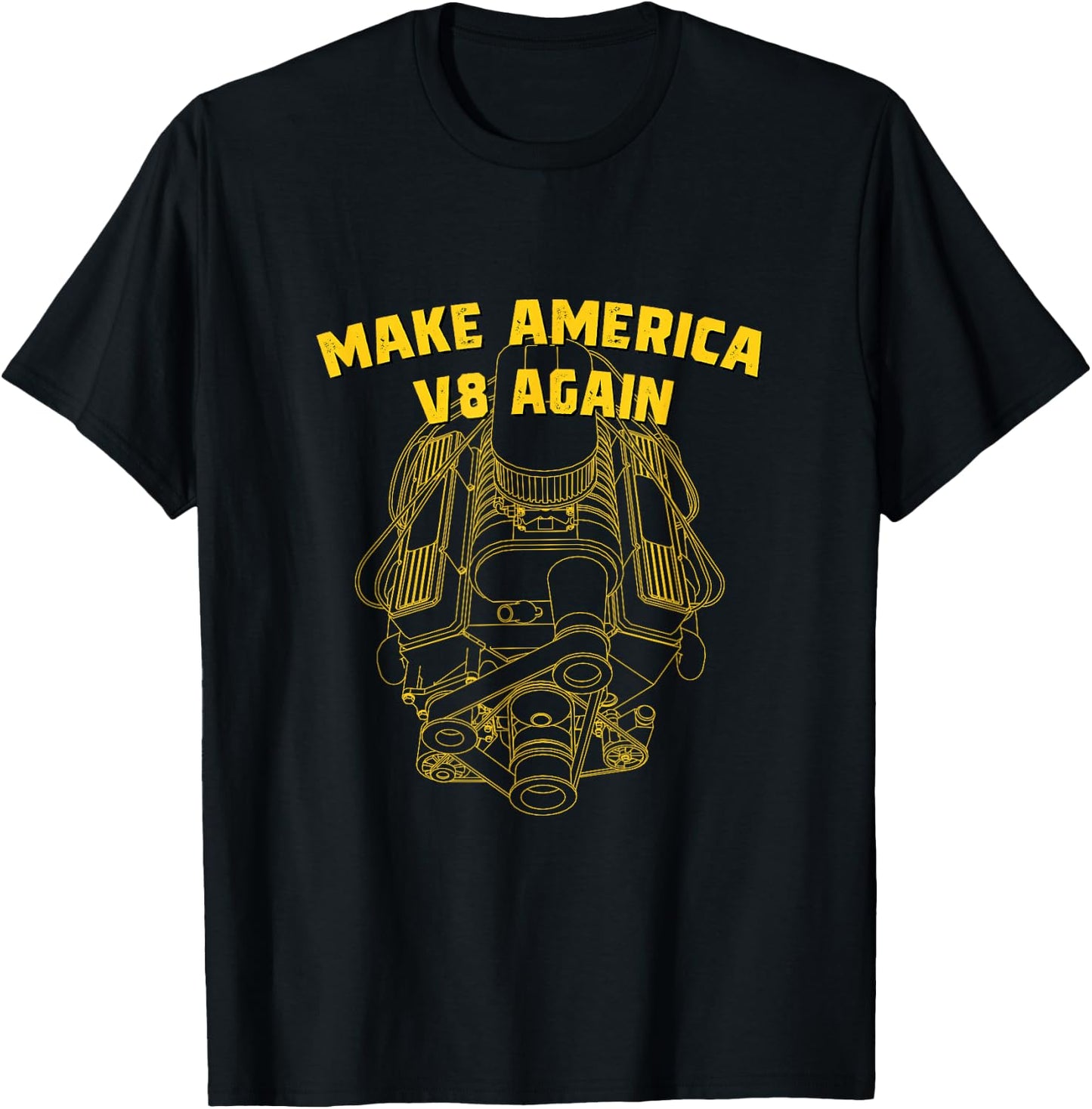 Make America V8 Again - Vintage Classic American Car Lover T-Shirt - T-Shirt | Black