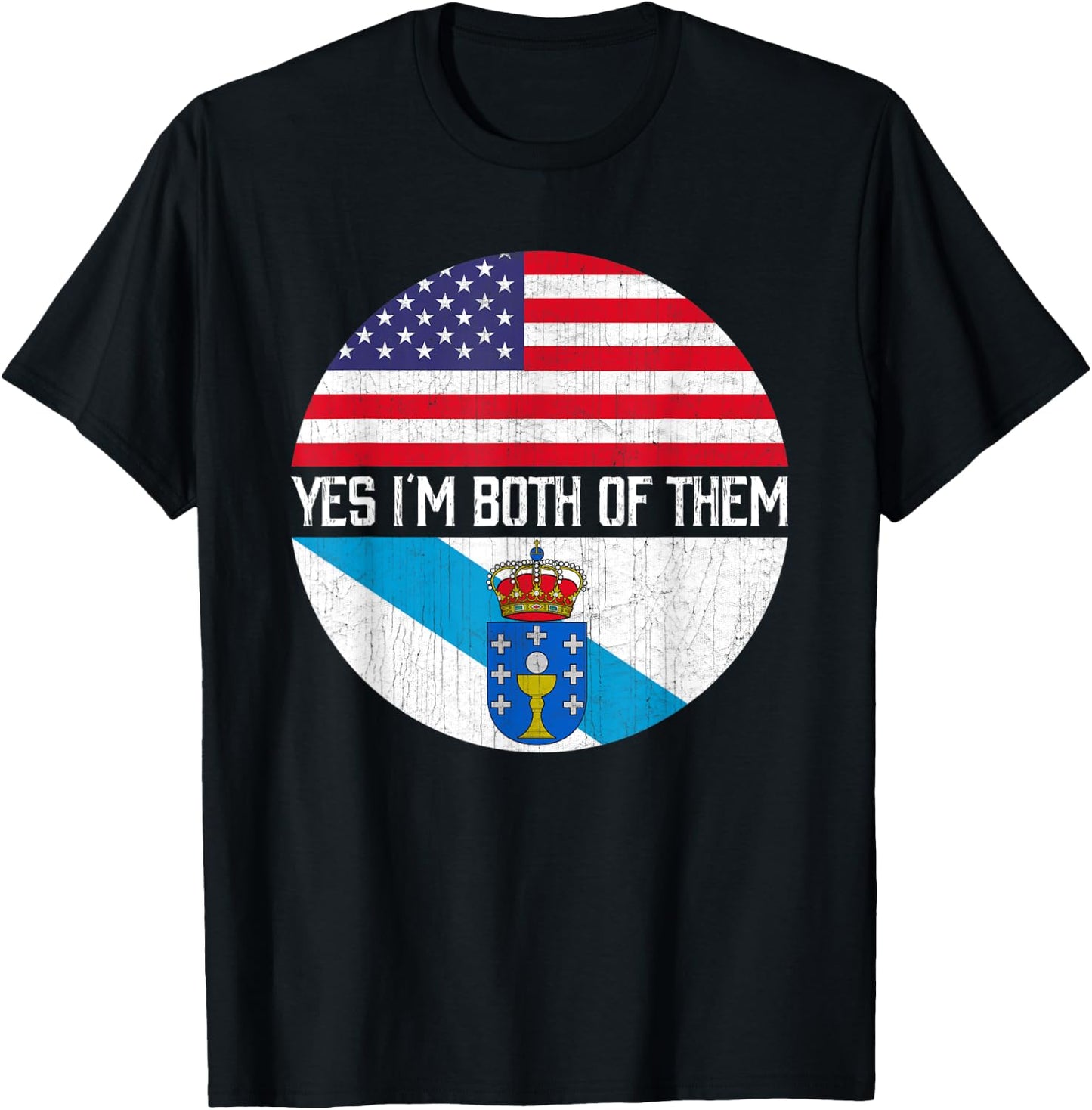 Half American Half Galician USA Flag Family Heritage Kids Men T-Shirt - T-Shirt | Black