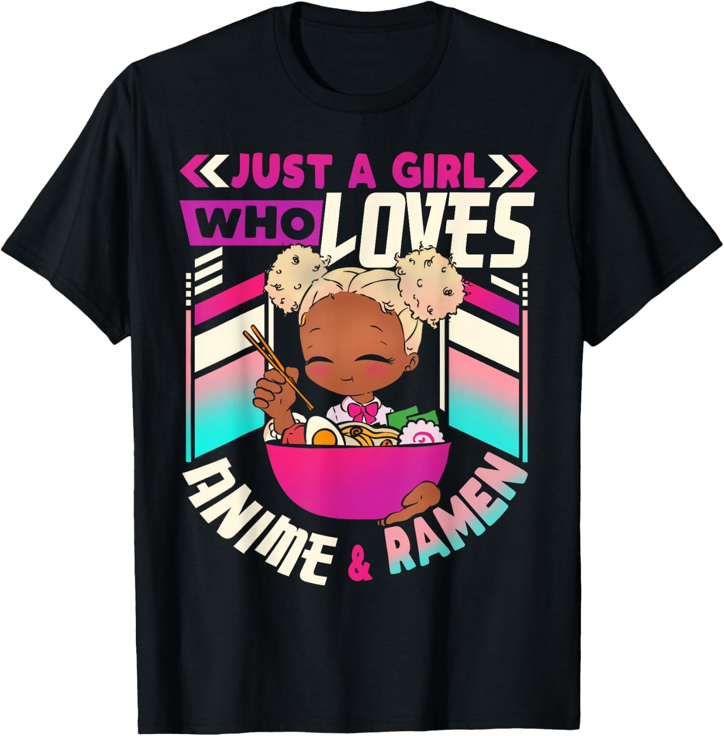Anime Ramen Black Girl T-Shirt - T-Shirt | Black