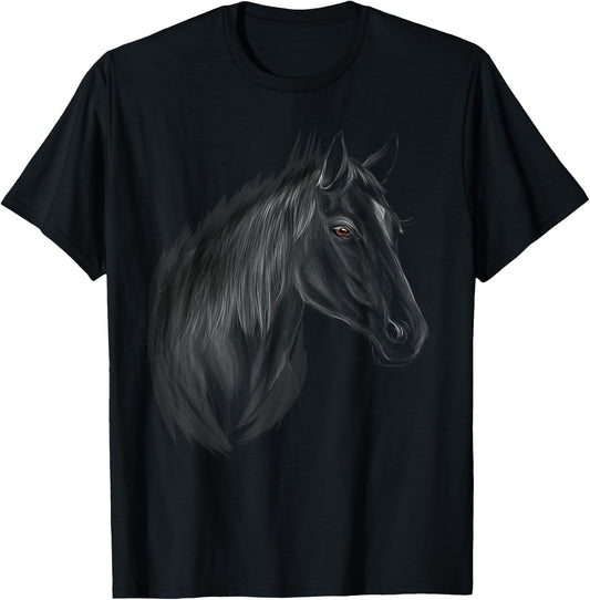 Horse Horses Black Stallion T-Shirt - T-Shirt | Black