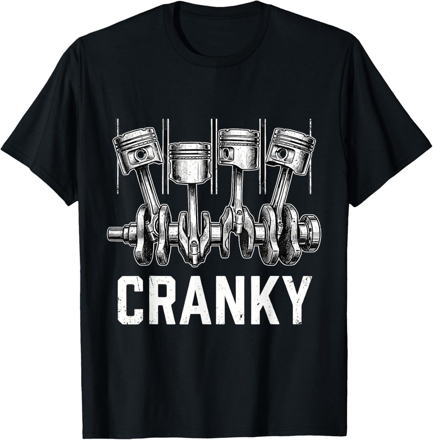 Cranky Car Engine Crankshaft Funny Car Mechanics T-Shirt - T-Shirt | Black