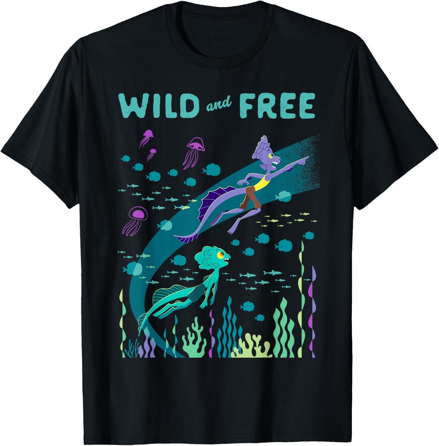 Disney and Pixar's Luca and Alberto Wild and Free T-Shirt - T-Shirt | Black