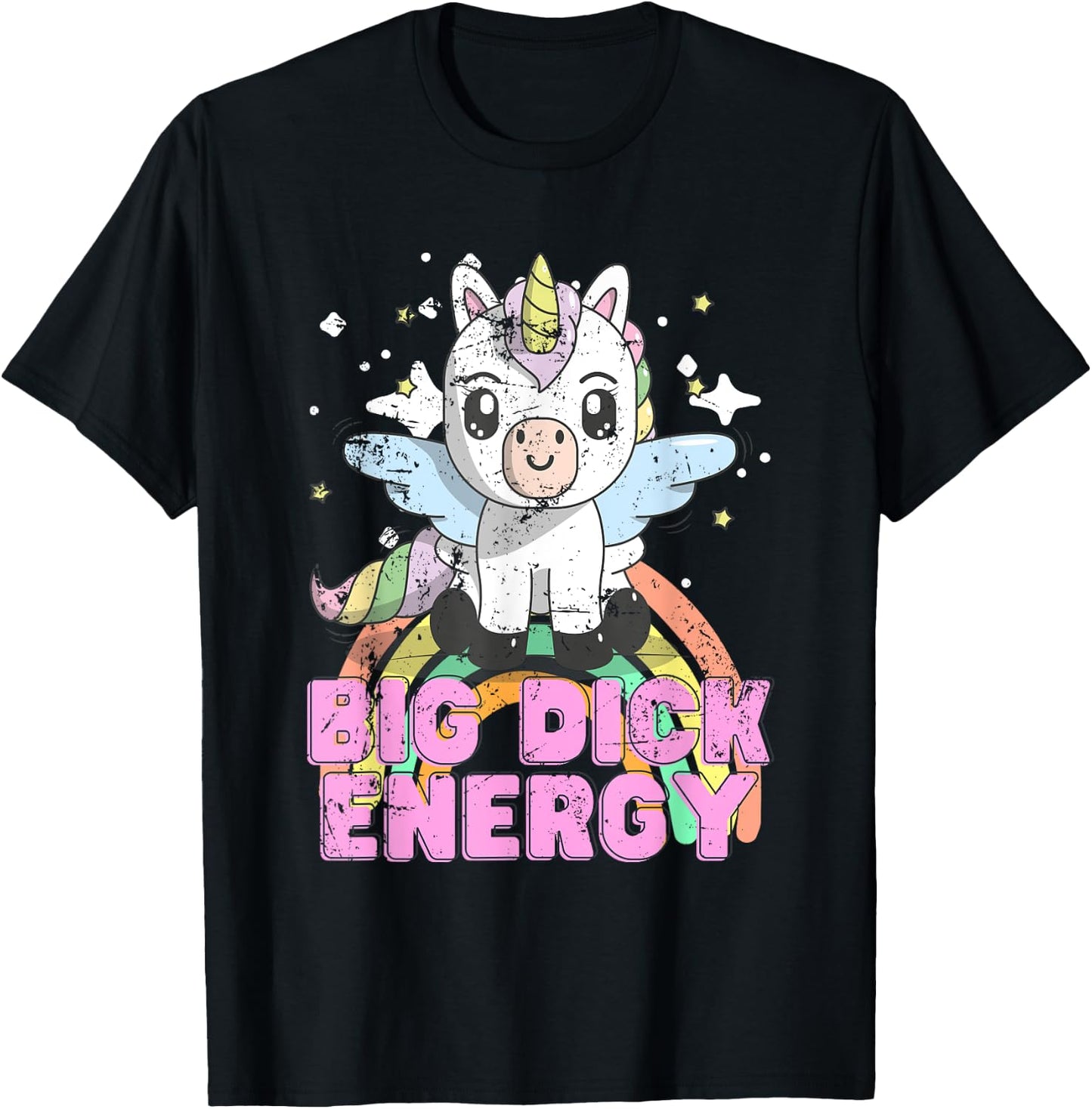 Funny Ironic Cool Unicorn Big Dick Energy Festival Anime T-Shirt - T-Shirt | Black