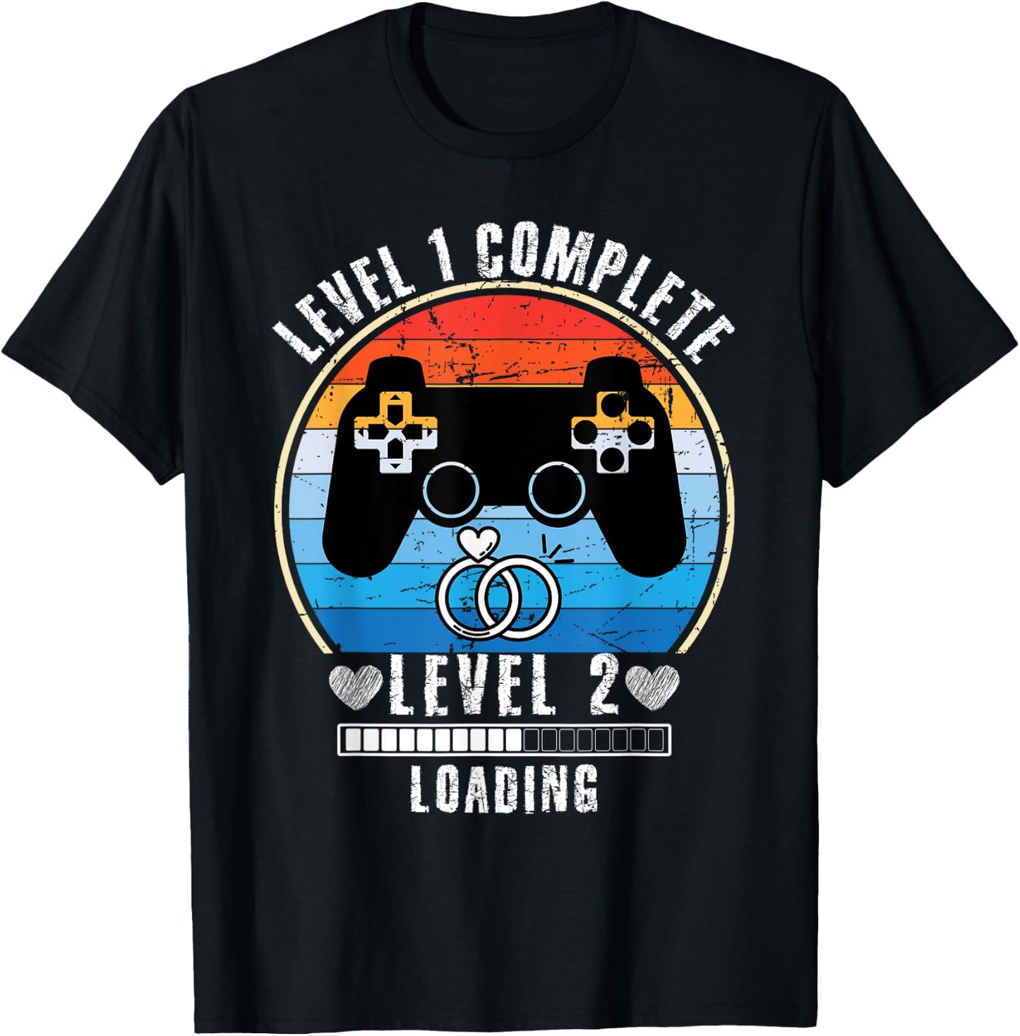 Level 1 Complete Wedding Anniversary For Couple Gamer T-Shirt - T-Shirt | Black