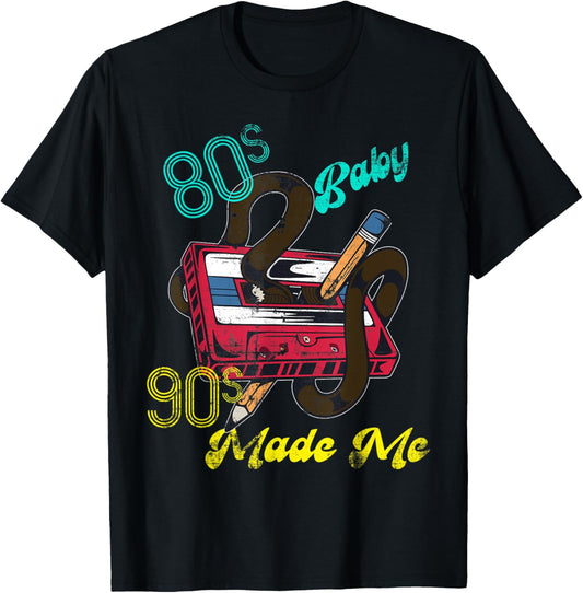 Distressed Vintage 1980s 80's Baby 1990s 90's Made Me Retro T-Shirt - T-Shirt | Black