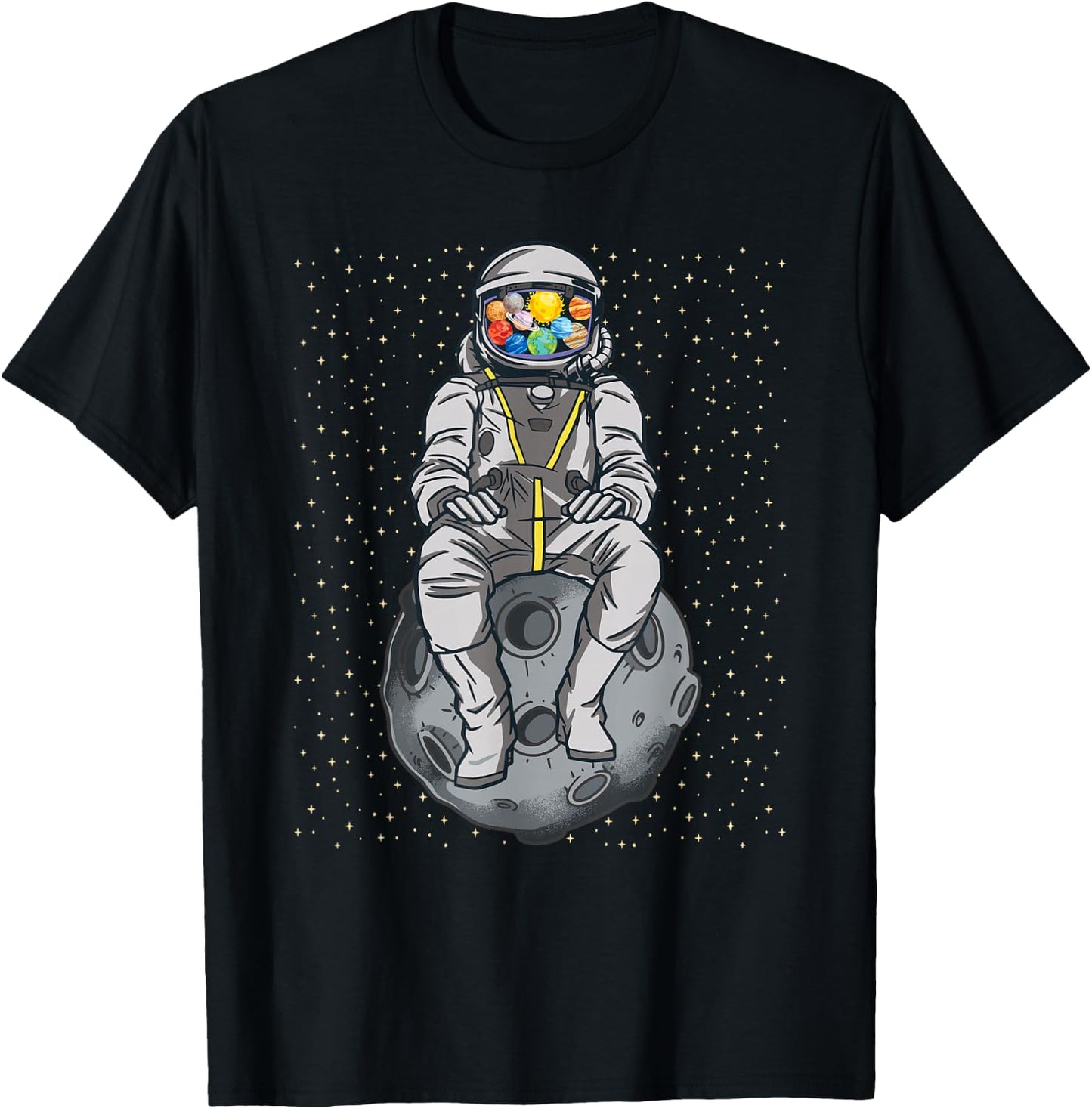 Astronaut Space Comet Planet Science Solar System Men Boys T-Shirt - T-Shirt | Black