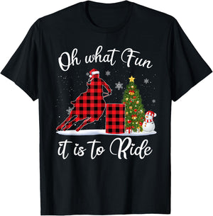 Barrel Racing Oh What Fun It Is To Ride Horse For Christmas T-Shirt - T-Shirt | Black