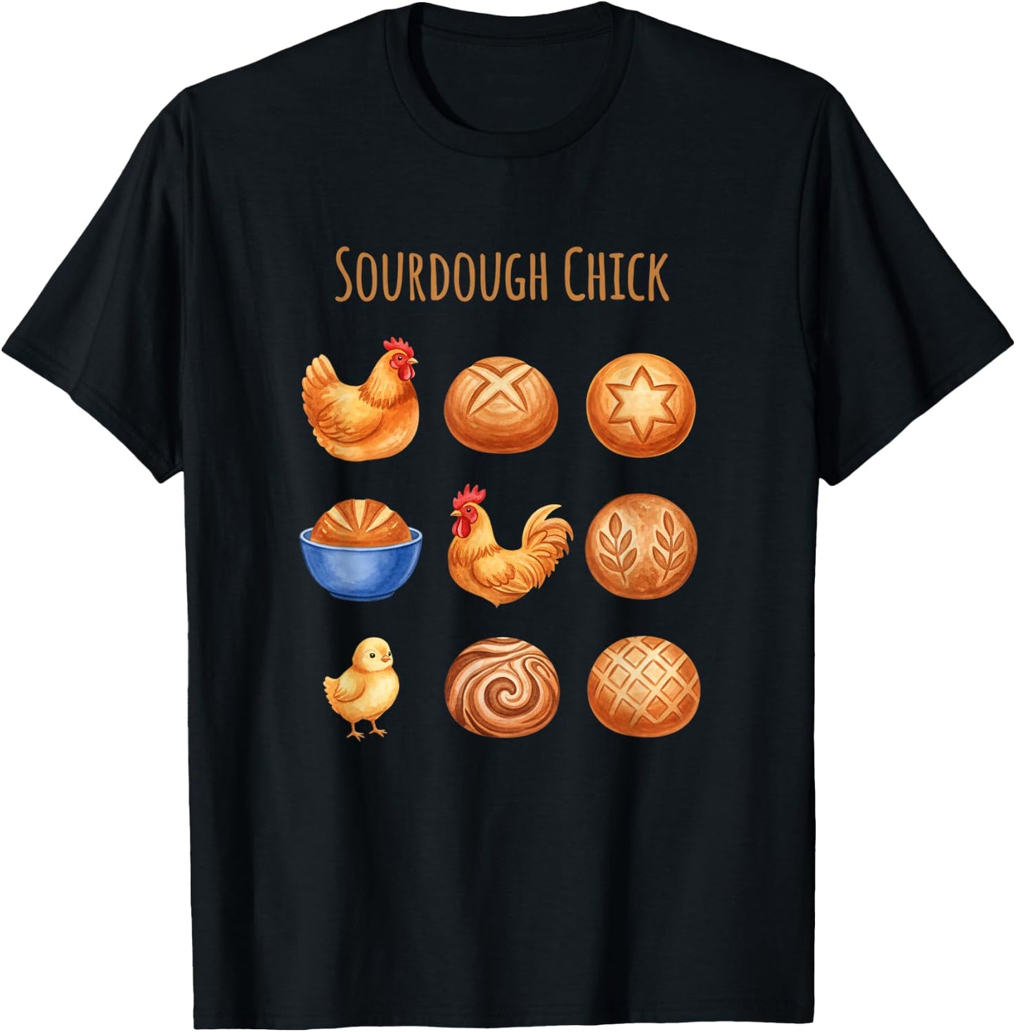 Chicken Sourdough Chick, Coop to Crust Vibes T-Shirt - T-Shirt | Black