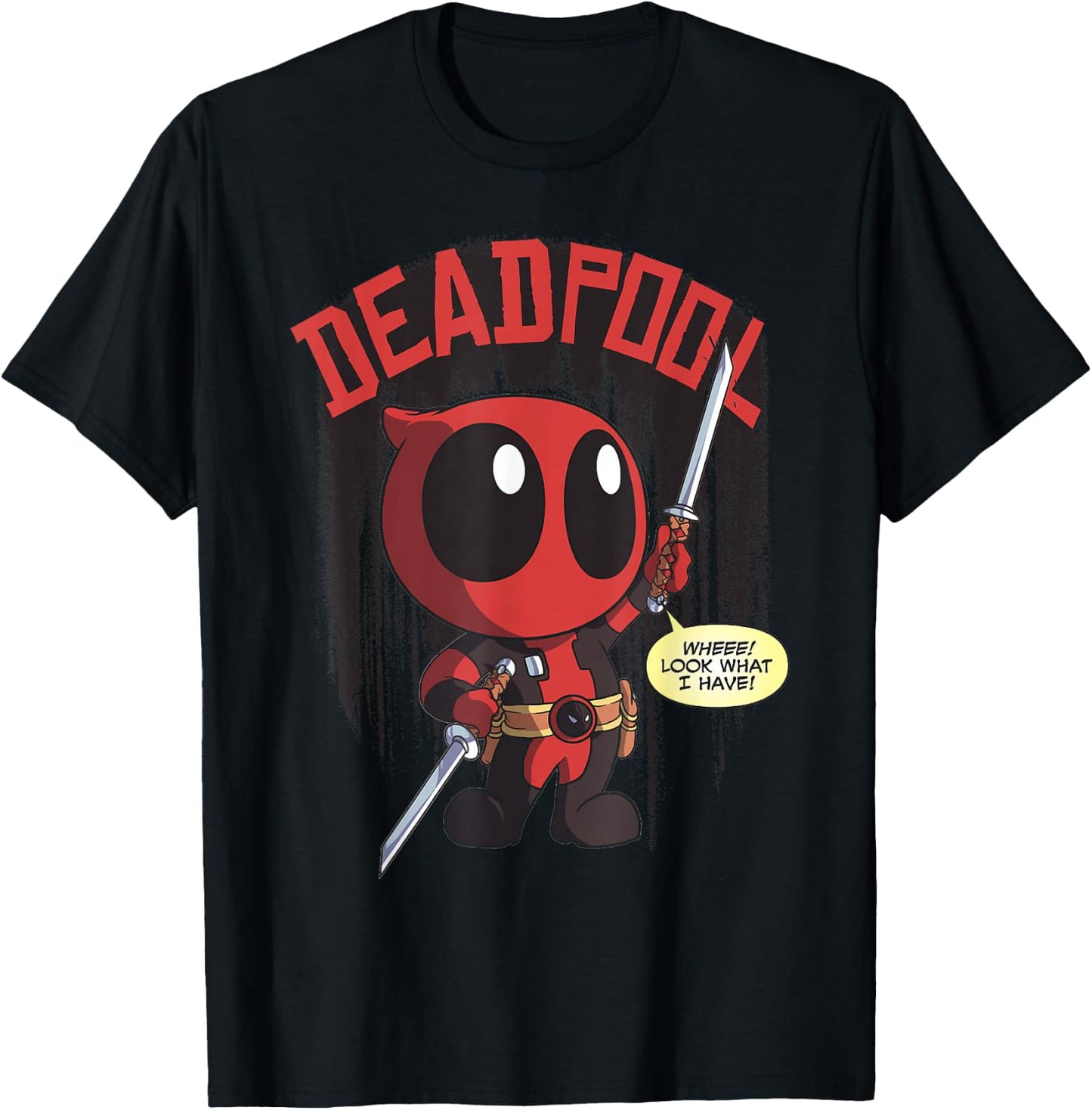 Marvel Deadpool Wheee Look What I Have Portrait T-Shirt - T-Shirt | Black