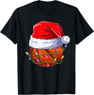 Basketball Christmas Boy Apparel, Funny Santa Sport Men Kids T-Shirt - T-Shirt | Black