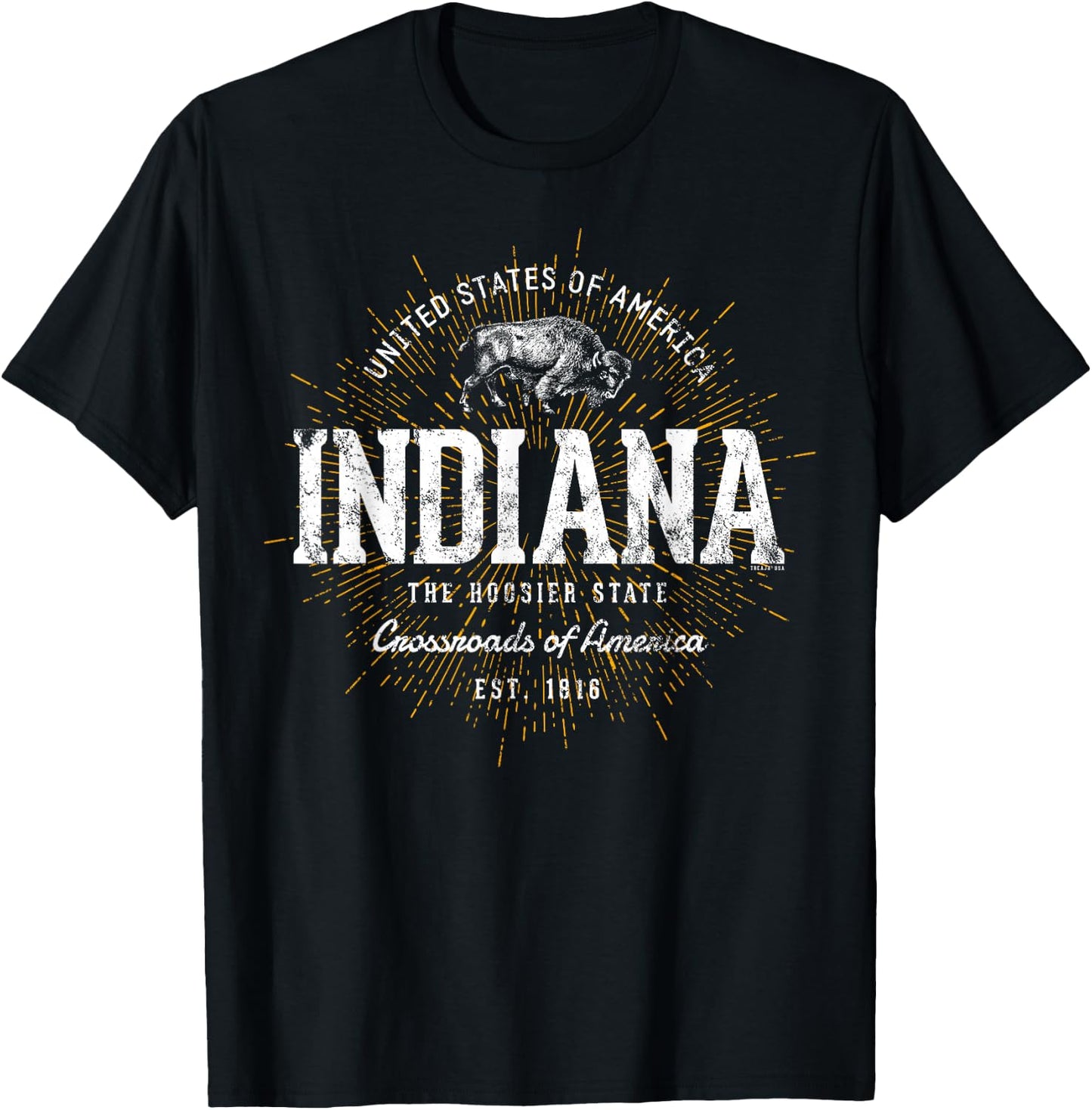 Vintage State of Indiana Retro T-Shirt - T-Shirt | Black