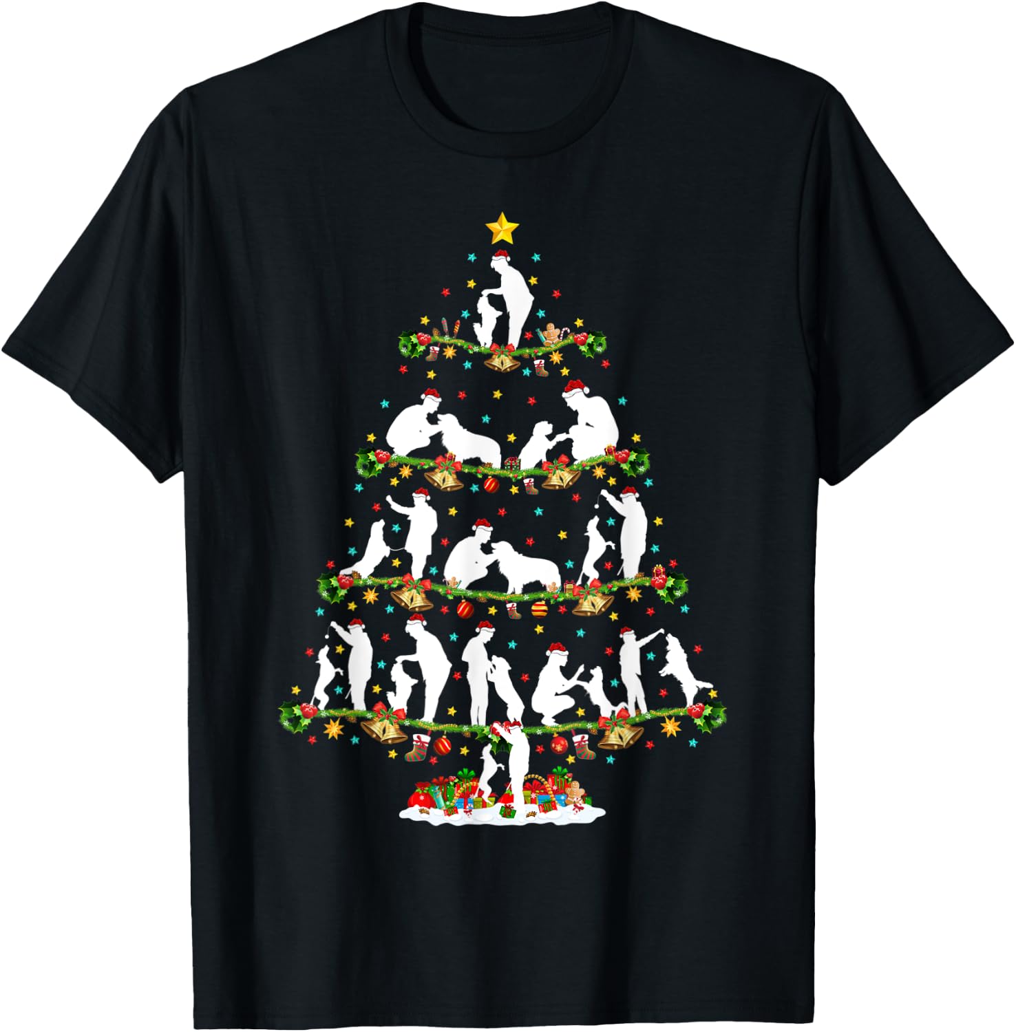 Dog Training Xmas Lighting Santa Dog Training Christmas Tree T-Shirt - T-Shirt | Black