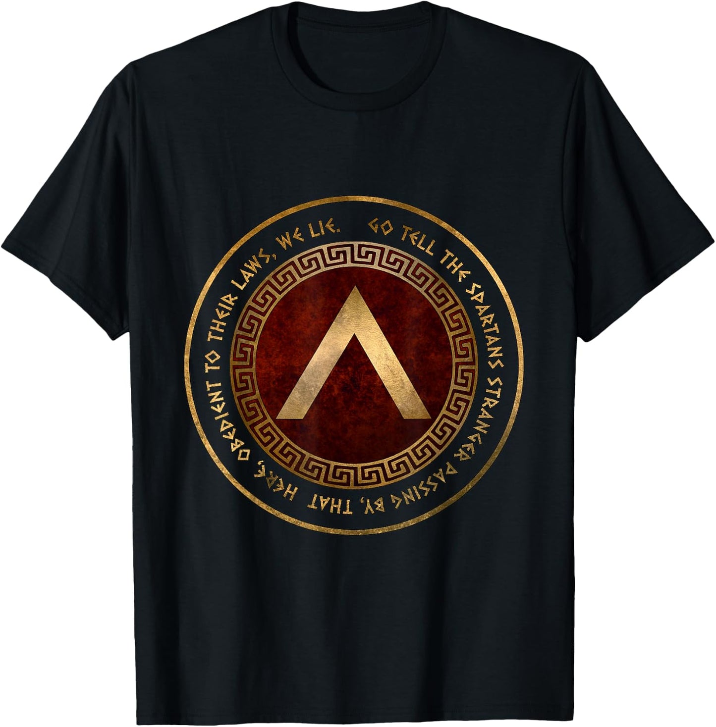 Sparta Battle of Thermopylae Epitaph Spartan History Symbol T-Shirt - T-Shirt | Black