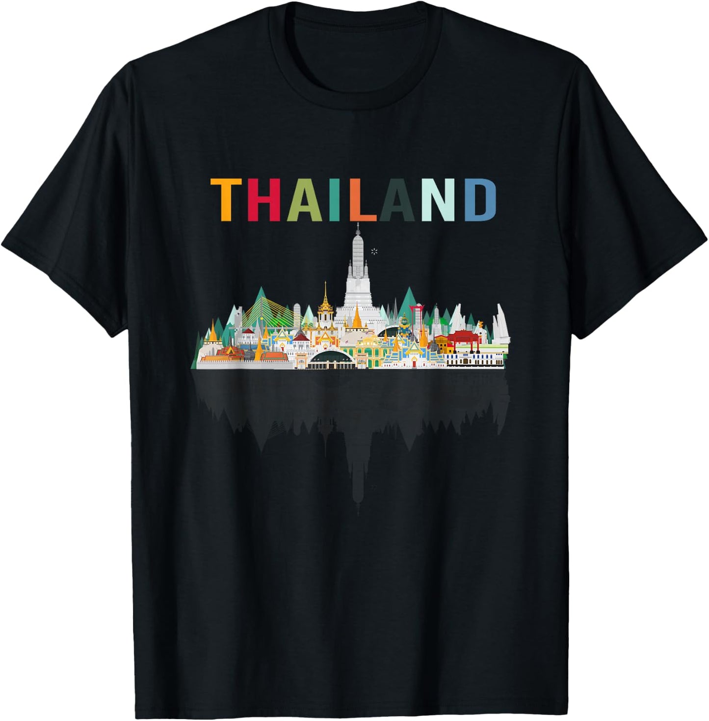 Bangkok Travel Thailand Gift -Adults Black Thai Flag Small T-Shirt - T-Shirt | Black