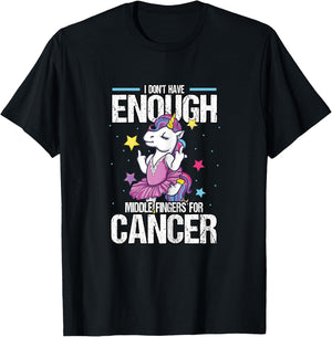 Funny I Don't Have Enough Middle Fingers For Cancer Unicorn T-Shirt - T-Shirt | Black