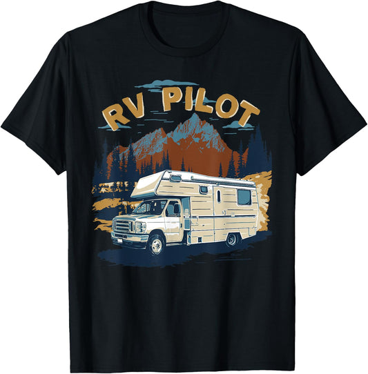RV Road Trip Travel RV Pilot - Men's -Adults Classic Fit Short Sleeve Black - Small T-Shirt - T-Shirt | Black