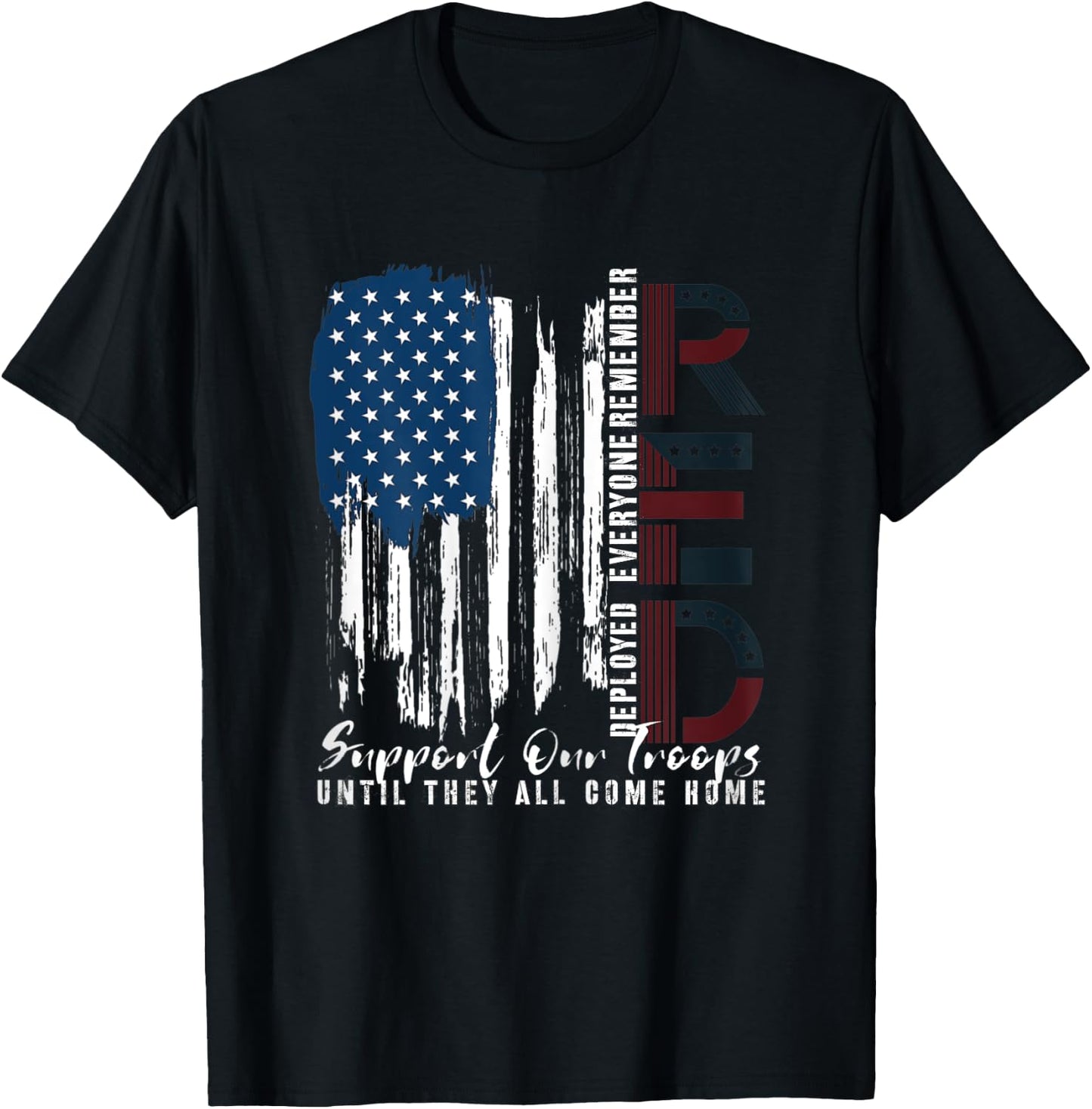 On Friday We Wear Red Friday Military Support troops US Flag T-Shirt - T-Shirt | Black