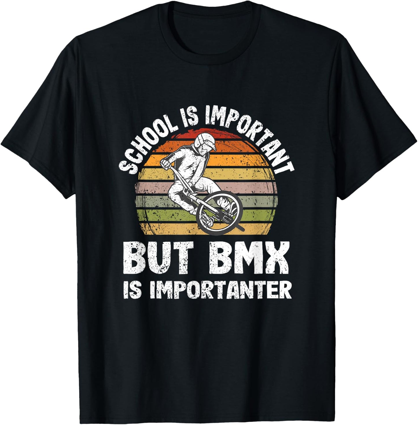 School Is Important But BMX Is Importanter Youth Kids Funny T-Shirt - T-Shirt | Black