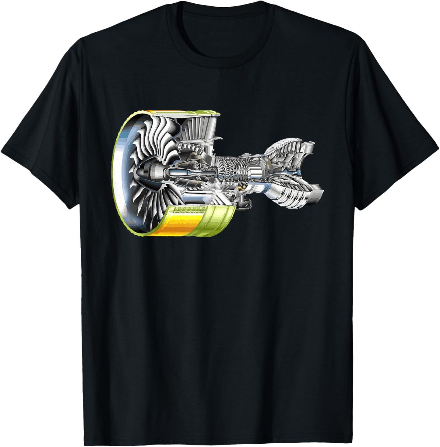 Aircraft Jet Engine Realistic Airplane Pilot Lover Gift T-Shirt - T-Shirt | Black