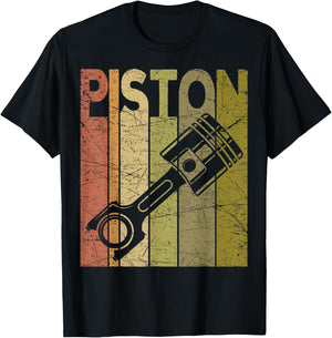 Piston Vintage Car Piston Retro Car Enthusiast Car Mechanic T-Shirt - T-Shirt | Black