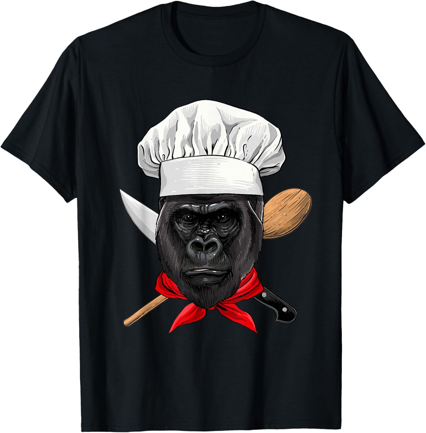 Gorilla Chef Great Ape Gorilla Primate Animal, Cooking Lover T-Shirt - T-Shirt | Black