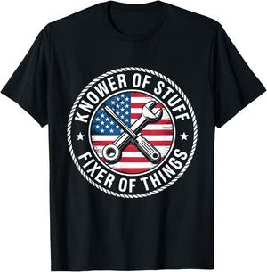 Knower of Stuff Fixer of Things USA Flag Handyman Graphic T-Shirt - T-Shirt | Black