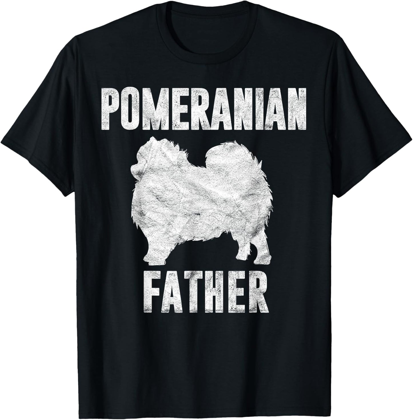 Vintage Pomeranian Dad Gift Papa Pompom Dog Father Pet Lover Men Women Kids T-Shirt - T-Shirt | Black