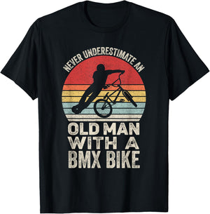 Vintage Retro Never Underestimate An Old Man With A Bmx Bike T-Shirt - T-Shirt | Black