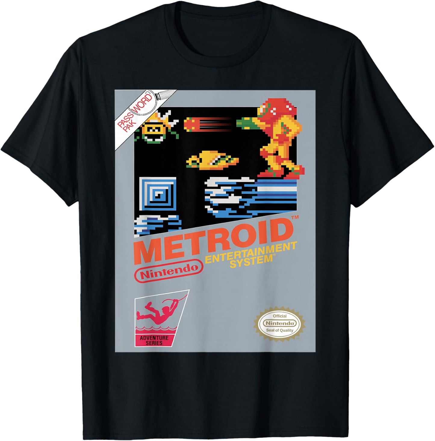 Nintendo NES Metroid Retro Vintage Cover Graphic T-Shirt - T-Shirt | Black