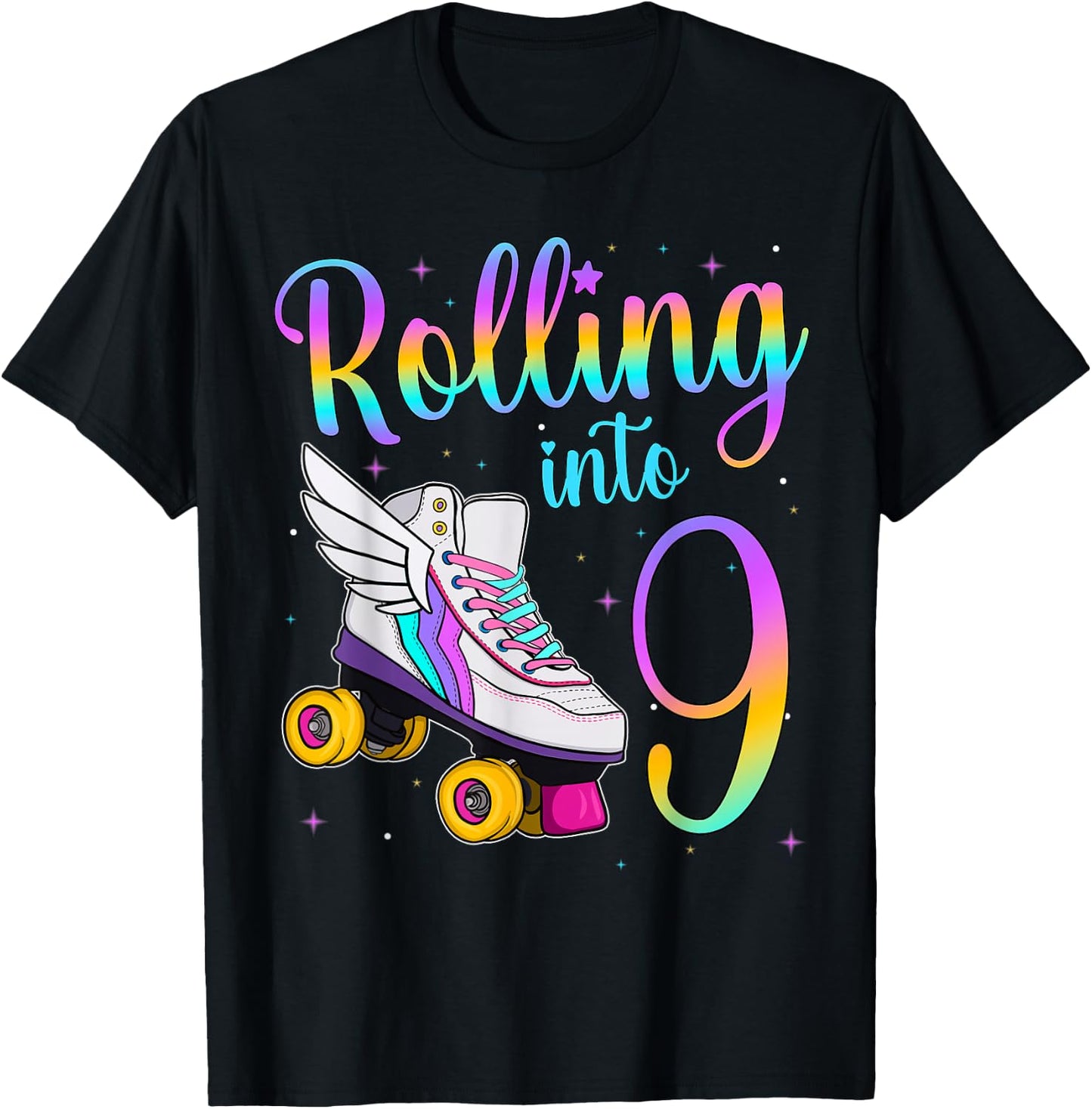 Rolling Into 9 Years. Lets Roll I'm Turning 9 Roller Skates T-Shirt - T-Shirt | Black