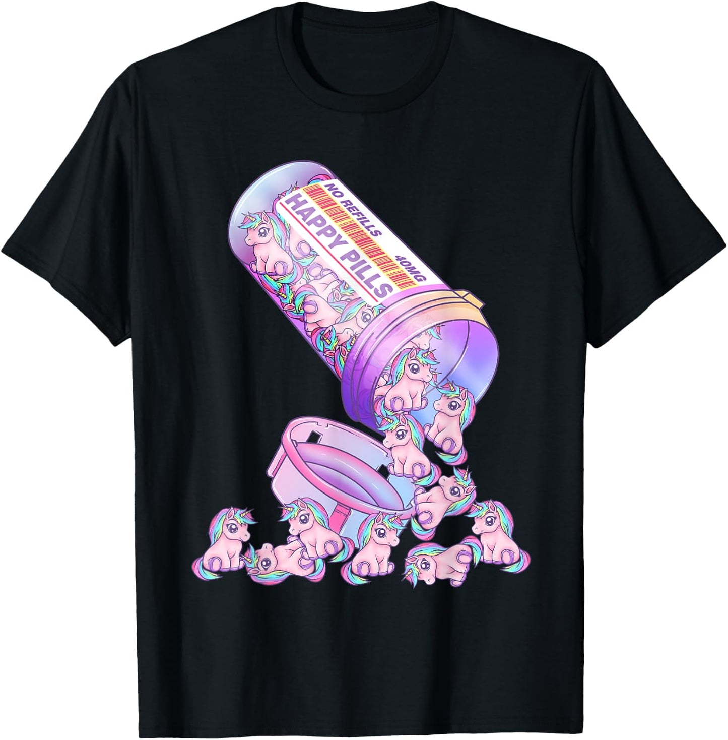 Happy Pills Pastel Goth Kawaii Yami Unicorn Otaku Women T-Shirt - T-Shirt | Black