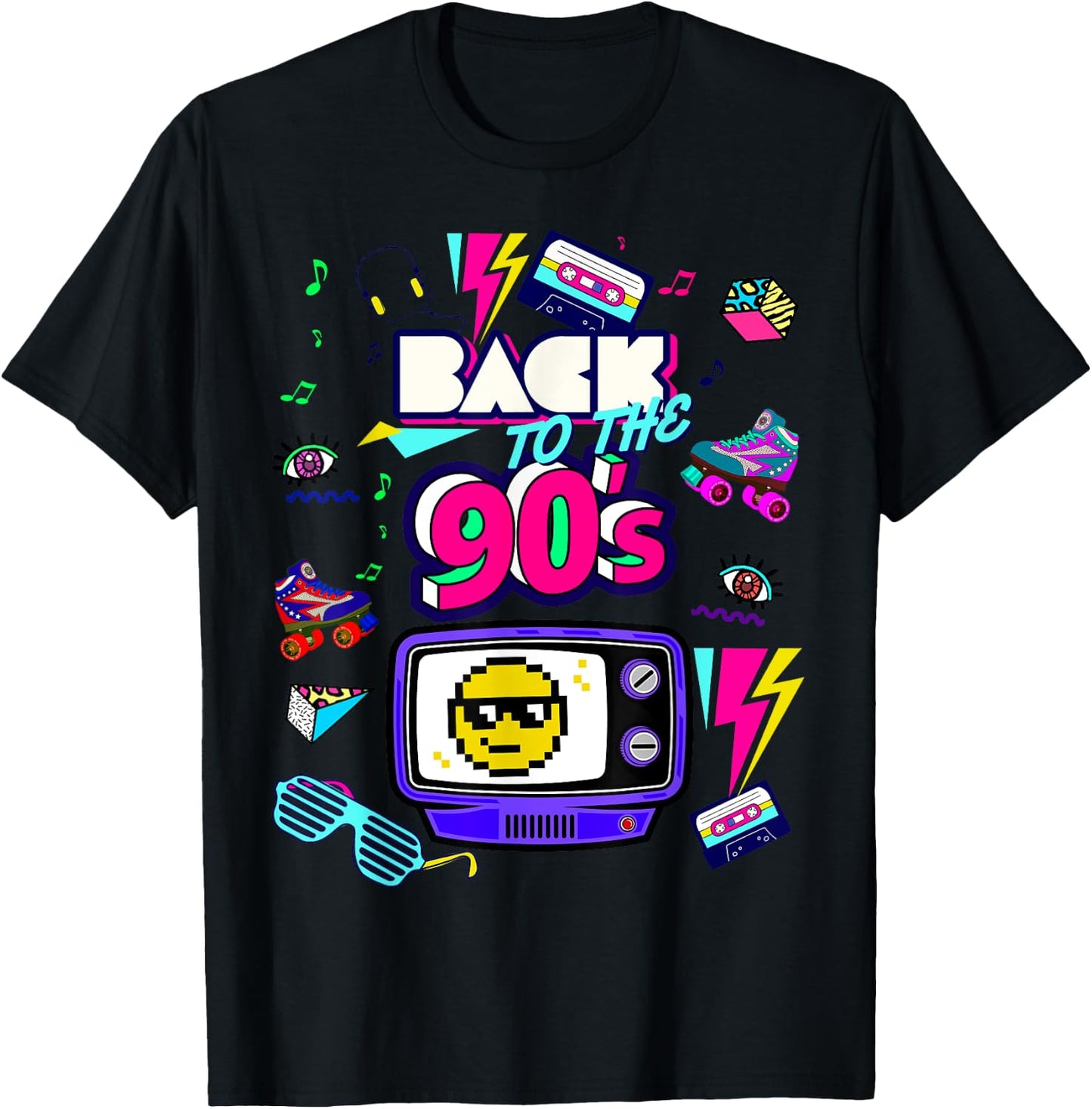 Men's Women's Kids Vintage Retro Back To 90's Graphic Design T-Shirt - T-Shirt | Black