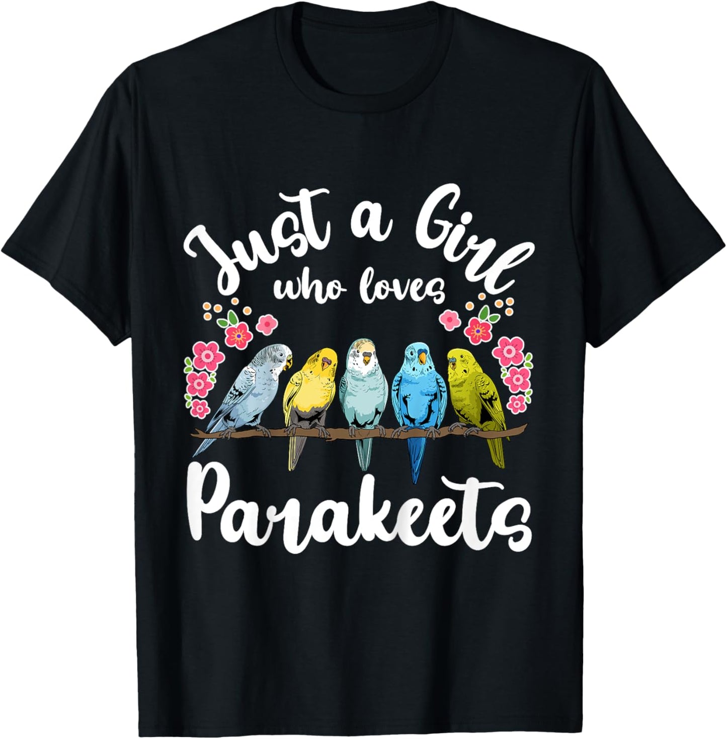 Kids Parakeet Birds Just a Girl Who Loves Parakeets T-Shirt - T-Shirt | Black