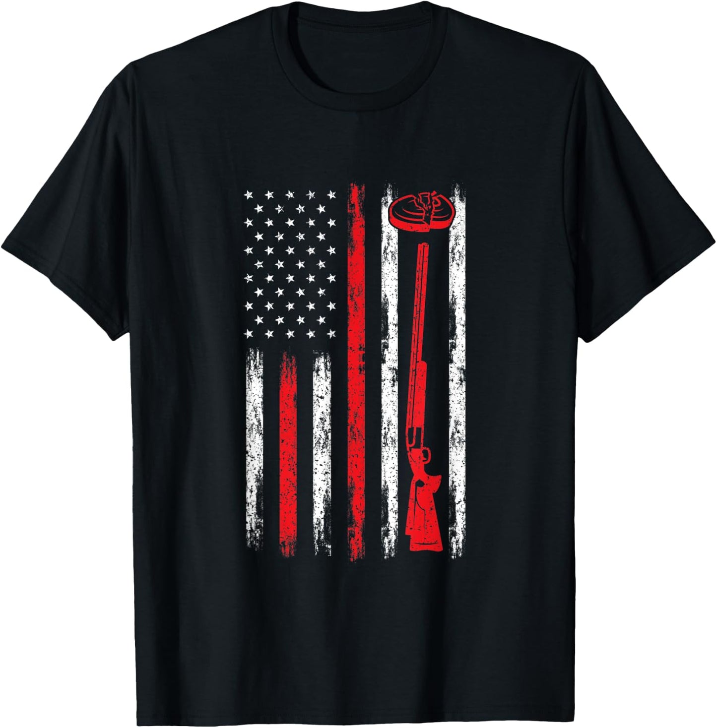Clay Pigeon Shooting USA American Flag - Trap Rifle Firearm Women Men T-Shirt - T-Shirt | Black
