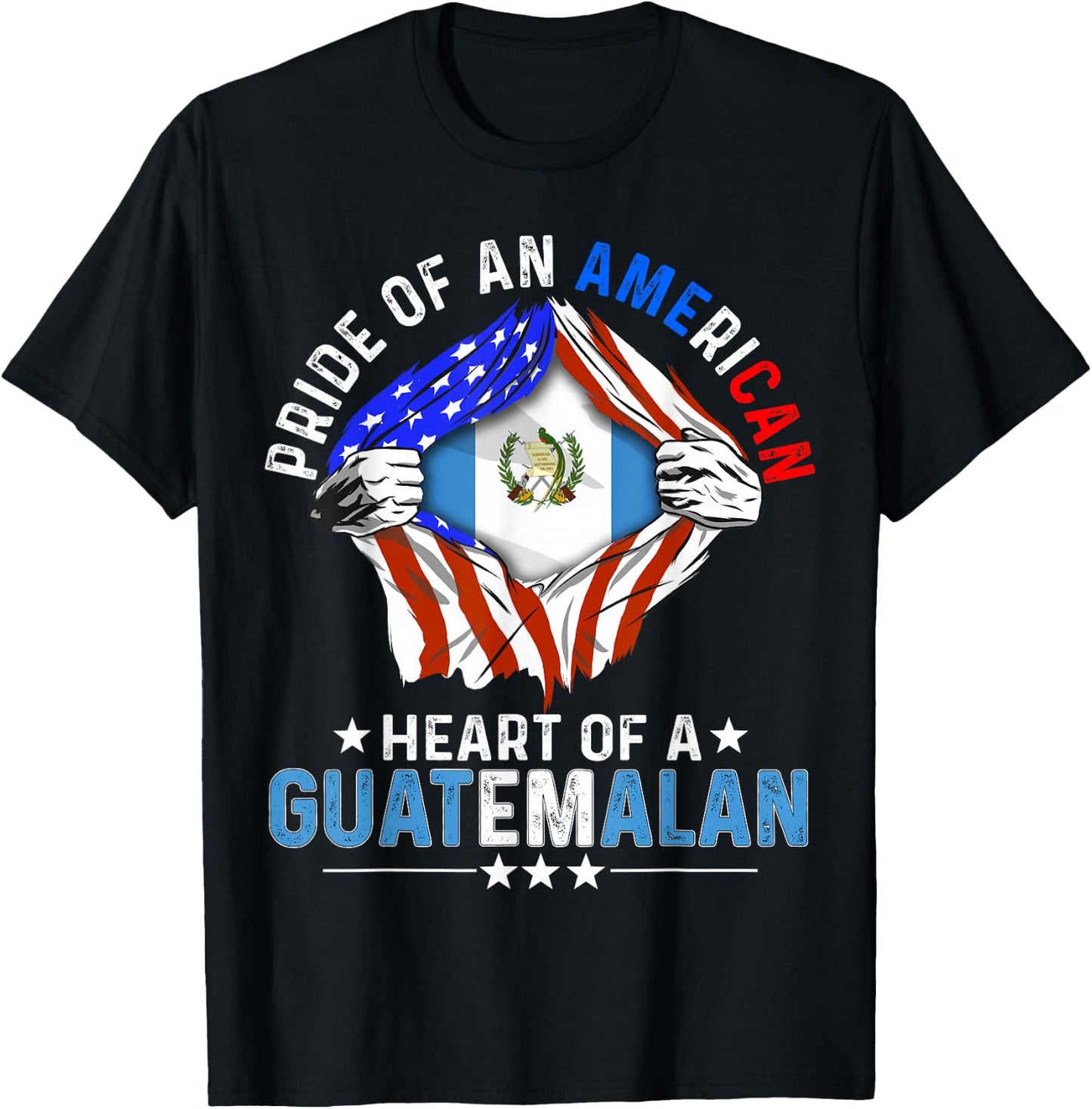 Guatemalan American America Pride Foreign Guatemala Flag T-Shirt - T-Shirt | Black
